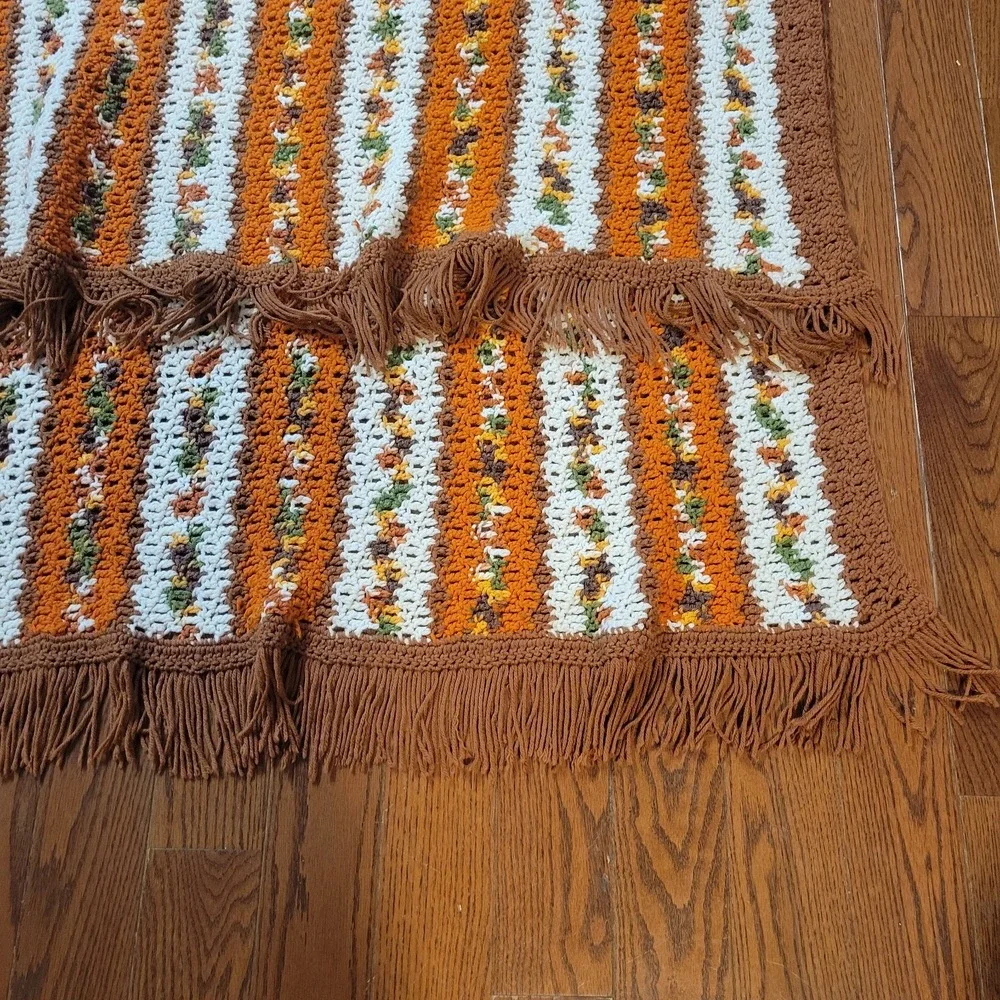 Vintage Handmade Crochet Blanket‎ Afghan Throw Vibrant Multi Color 90x47